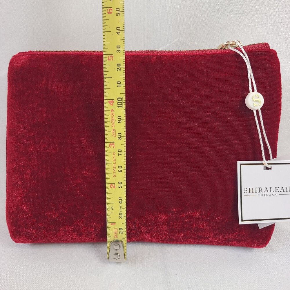 NWT Shiraleah Crimson Bea Bow Wristlet With Velvet & Gold Chain - Picture 5 of 6
